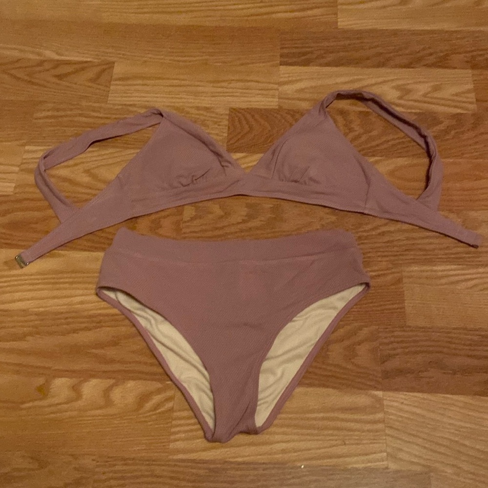 Cupshe two piece, high waist swim suit.size large
